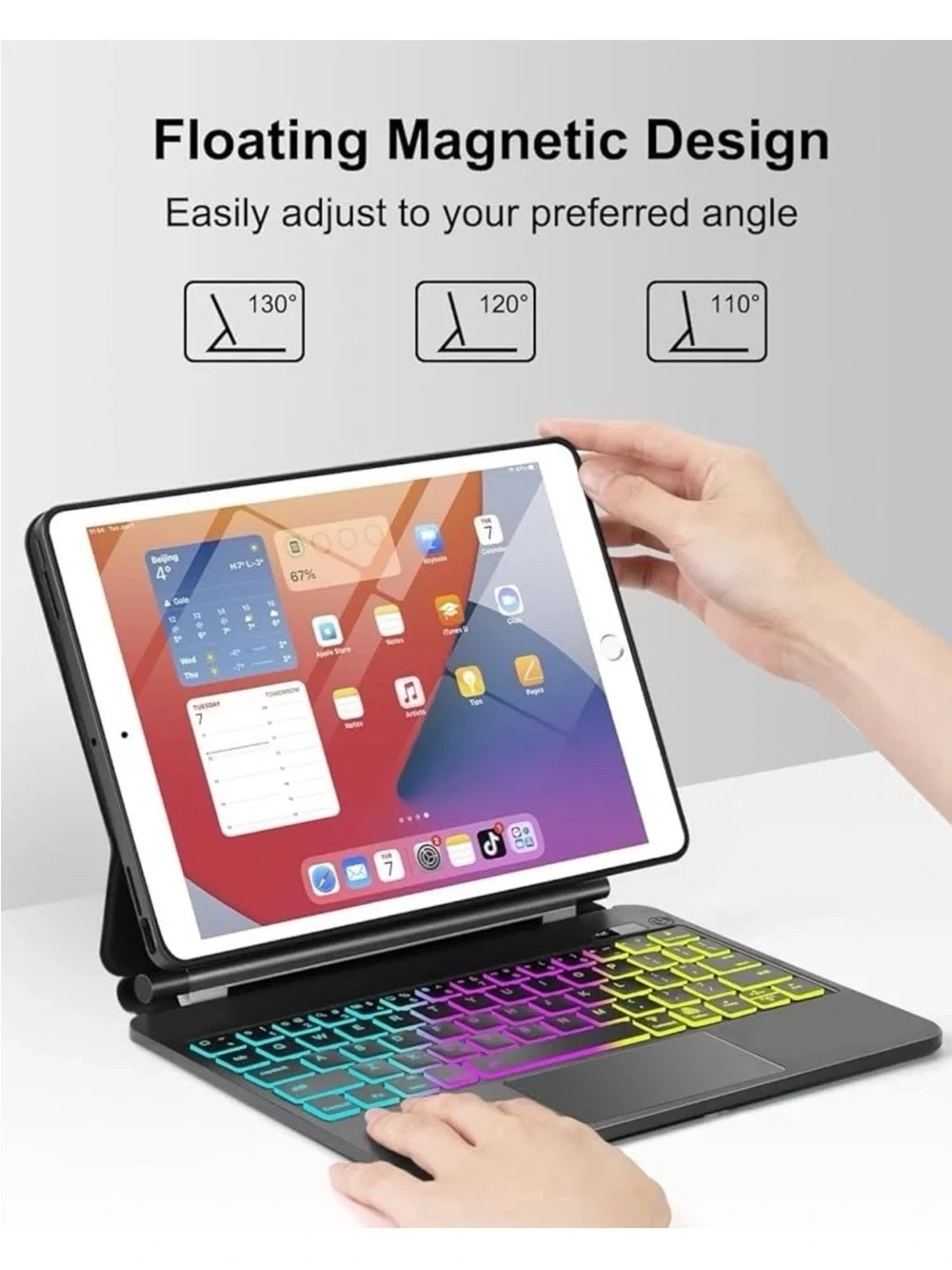 TabletKeyer iPad 10.2 7th 8th 9th Gen Air 3rd Gen Magnetic Keyboard Backlit Case